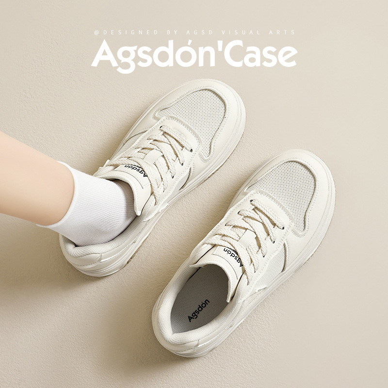 Augu Shi Deng zapatos blancos de fondo grueso para mujeres 2025 nuevos estudiantes de primavera y verano zapatos de skate casuales ligeros pequeños