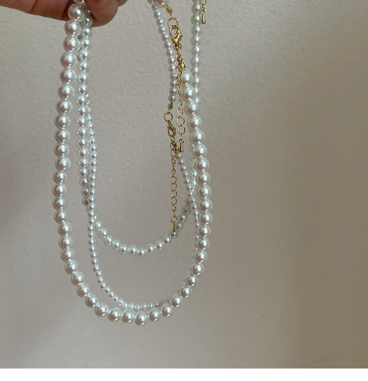 fashion pearl chain retro geometric singlelayer necklace wholesalepicture2