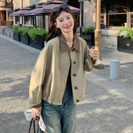 短款小个子卡其色风衣小香风外套女早春季2026新款超火减龄休闲短