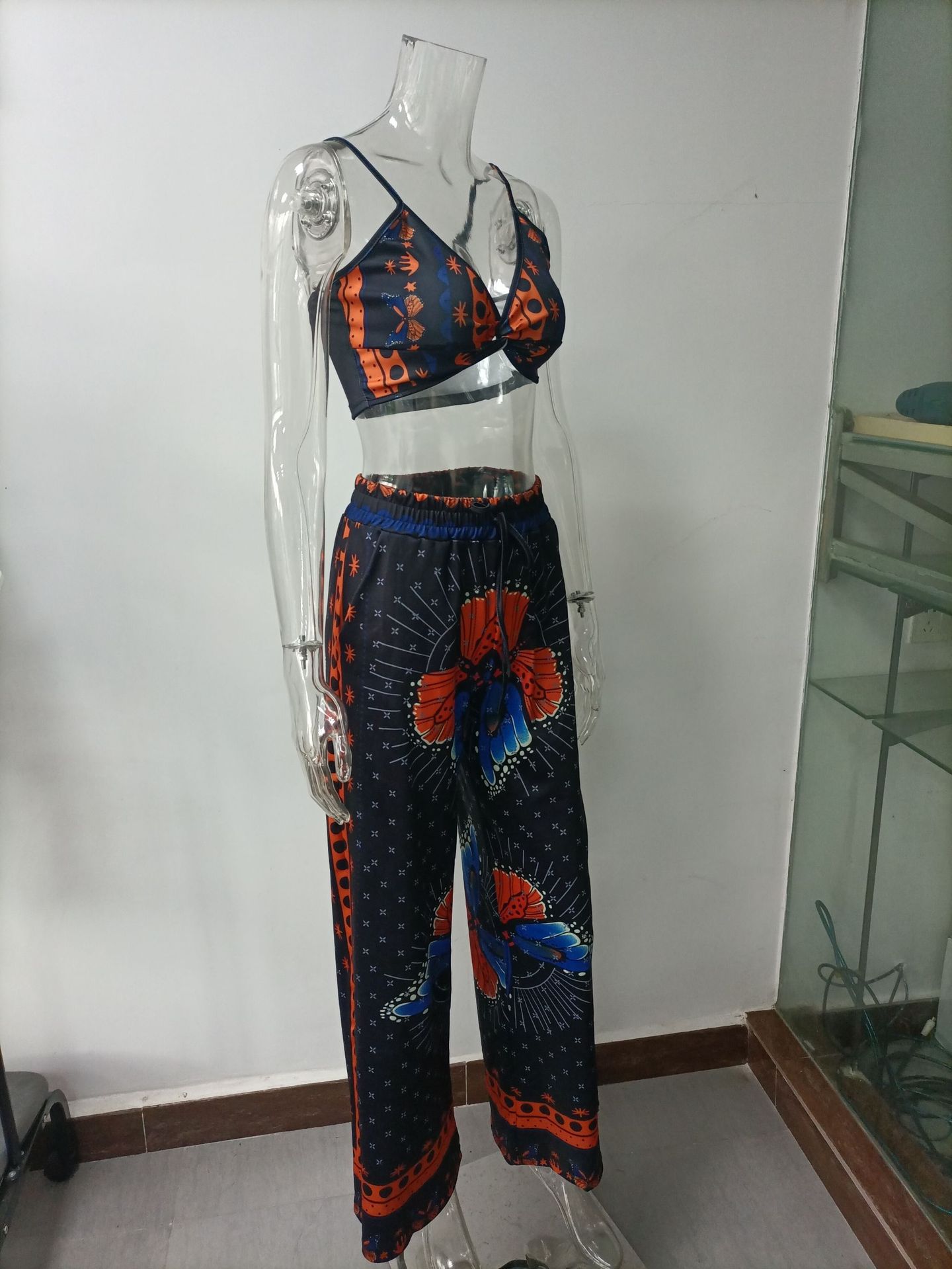 Daily Street Women's Sexy Printing 4-way Stretch Fabric Polyester Printing Backless Pants Sets Pants Sets display picture 1