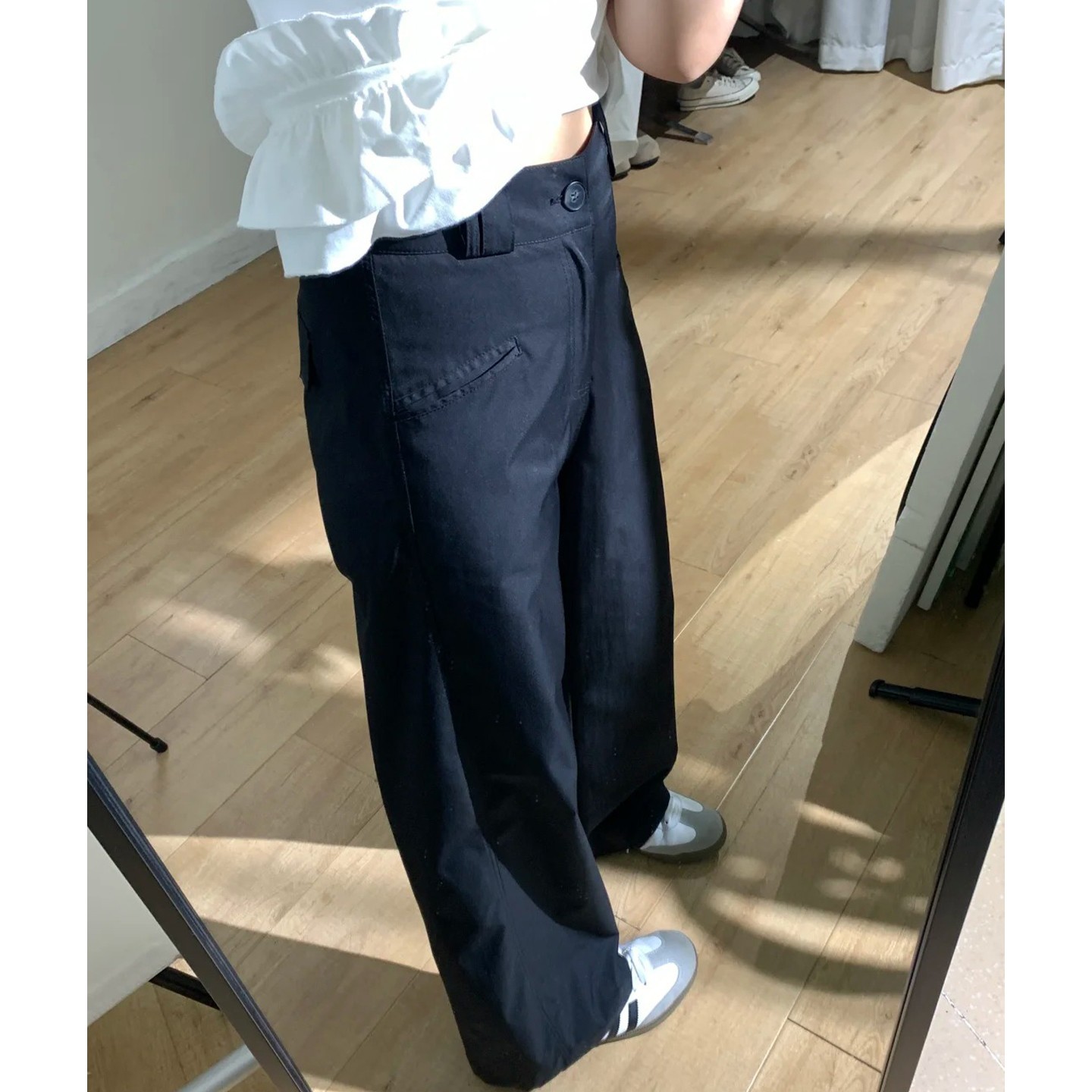 Pants for Pear-Shaped Figures, Thick Legs, Wide Hips, Slim Cargo Pants for Women, Large Size Fat mm Black Narrow Suit Straight Pants