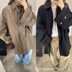 南油高版本25秋冬新款TT北欧极简风A字型中长款风衣夹克外套女
