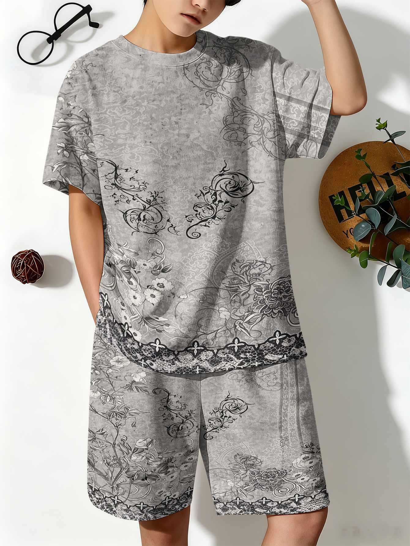 Ensemble t-shirt et short pour garçon avec imprimé 3d_voghion.com