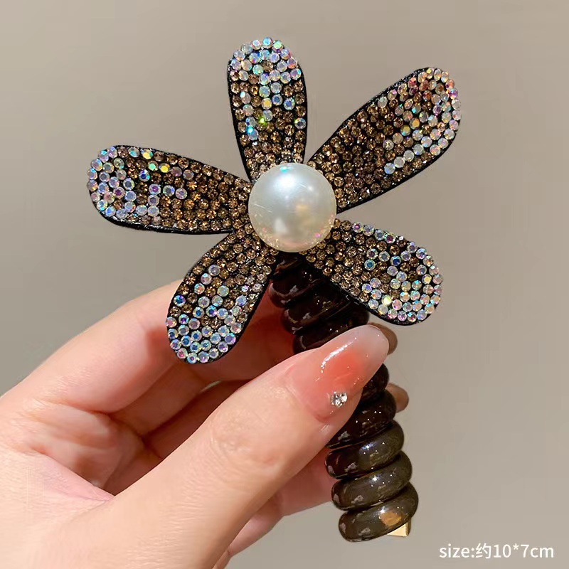 Línea telefónica trenzada transfronteriza, anillo para el cabello, perla, cabello trenzado recto, artefacto femenino, cola de caballo alta, burbuja, cabello trenzado, cuerda, accesorios para el cabello