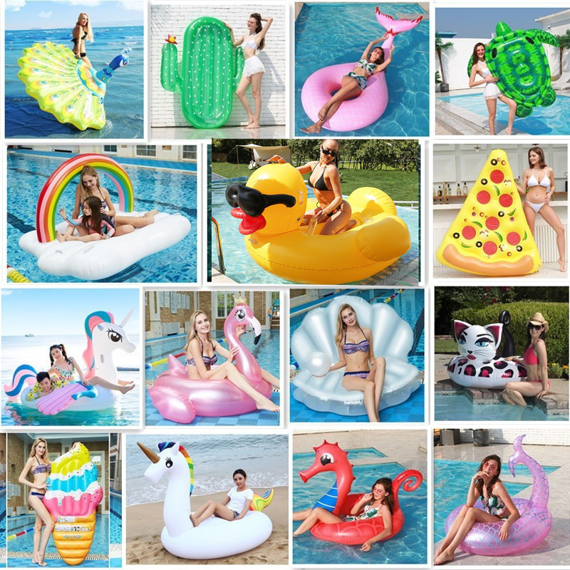 Cross-border new floating row adult oversized water inflatable bed Mount unicorn floating bed big yellow duck swimming ring wholesale