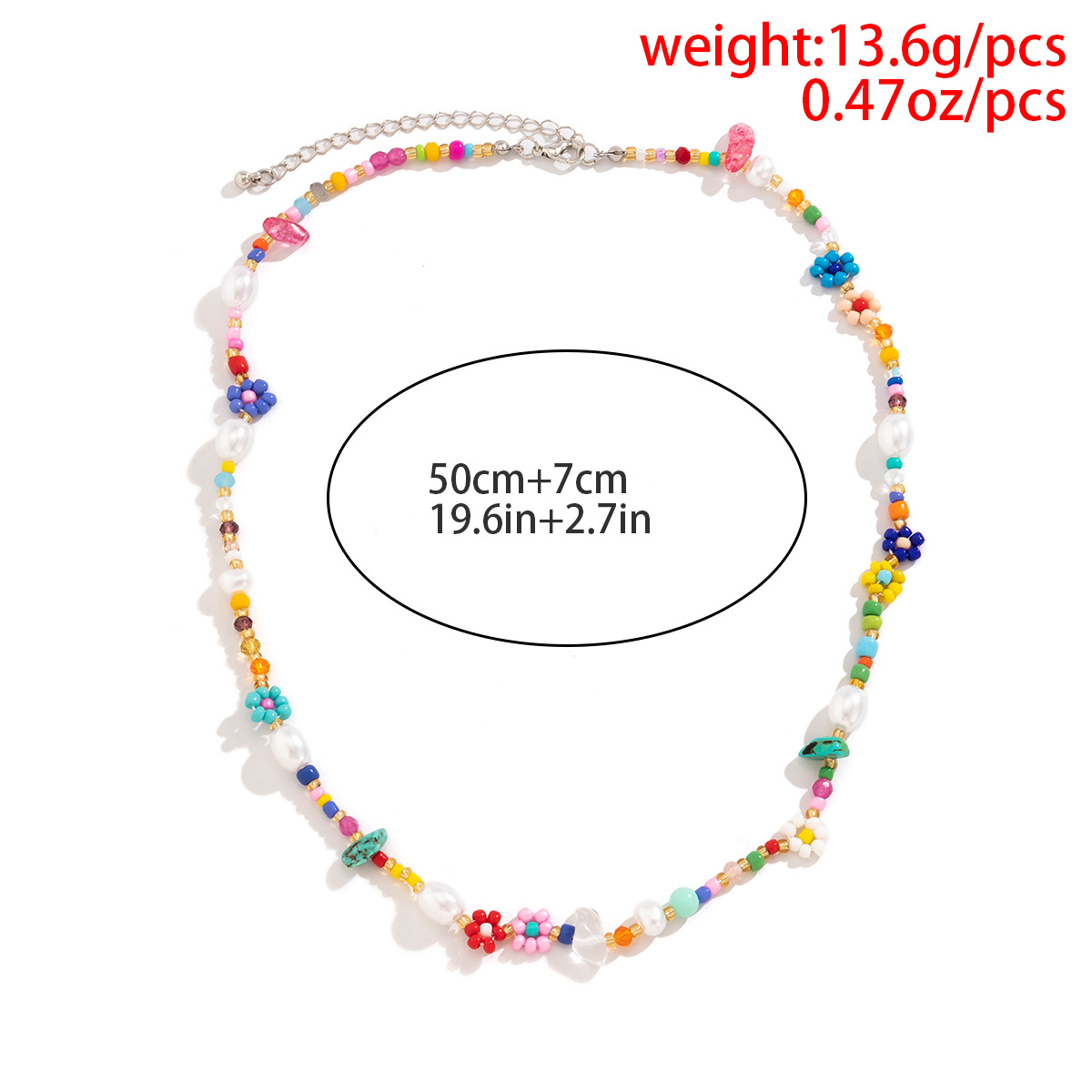 Bohemian Flower Beaded Imitation Pearl Necklace