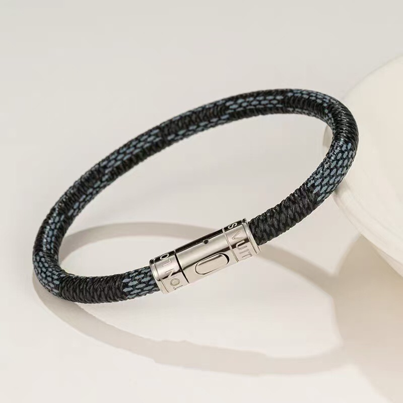 Donkey House's New Classic Leather Cord Buckle with Titanium Steel Gold and Silver Button Clasp, Unisex High-End Leather for Couples