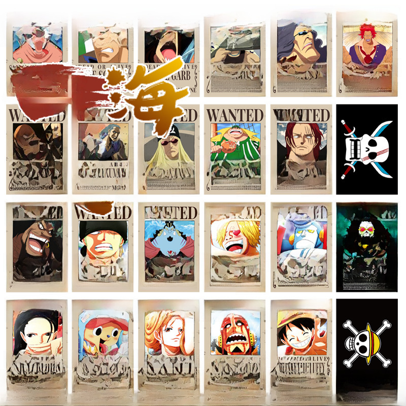 One Piece wanted order poster Straw hat bounty wall stickers animation full set of wallpaper wallpaper wallpapers