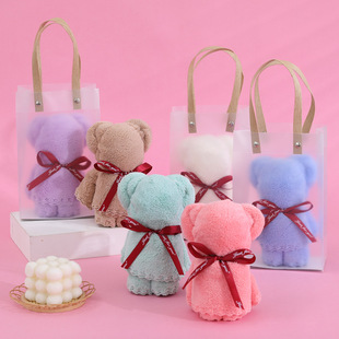 Coral velvet bear towel wedding 100-day banquet accompanying gift annual meeting activities creative bear towel wholesale