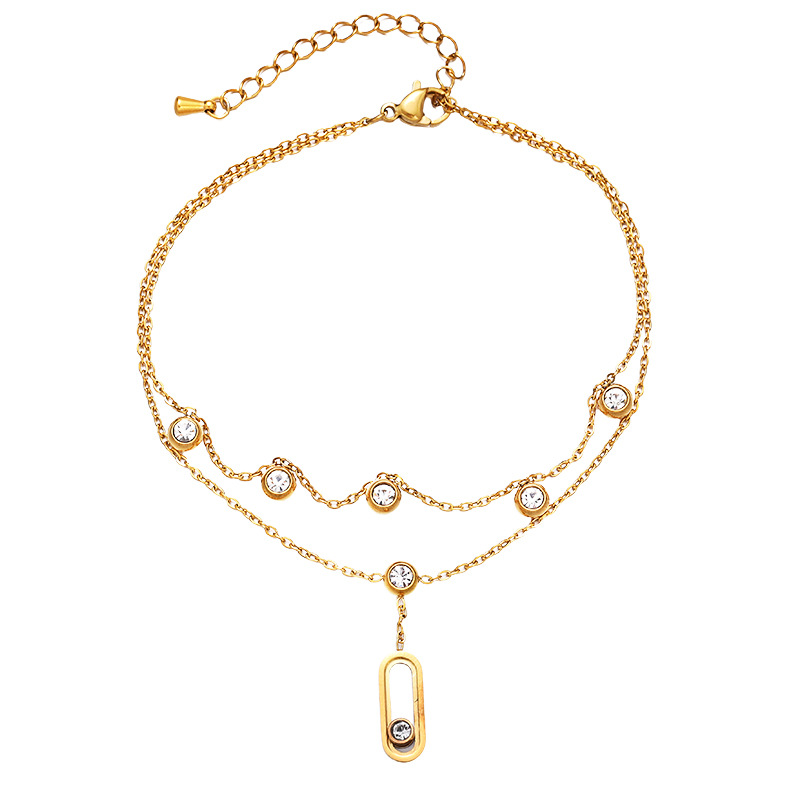Tina Europa y los Estados Unidos acero inoxidable transfronterizo chapado en oro 18K nariz de cerdo zircon blanco conchas dobles tobillas joyerías no desvanecidas