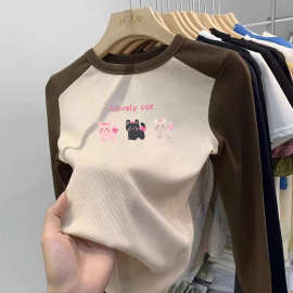 女童德绒长袖T恤猫咪童装秋冬新款中大童多巴胺打底衫童装上衣潮