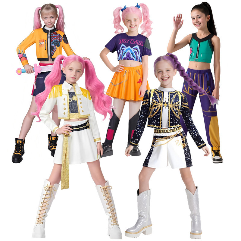 Cross-Border K-Pop Hunter Girl Group Cos Girls Rumi Zoe Mirah Cosplay Halloween Children's Costumes