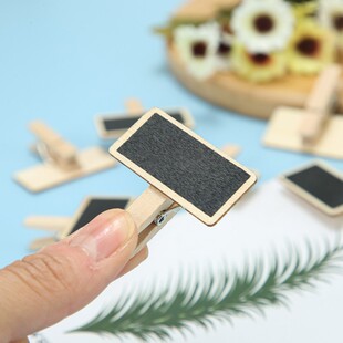 Wooden Small Blackboard Wooden Sign Small Clip Message Blackboard Garden Mini Small Insert Bamboo Stick Blackboard