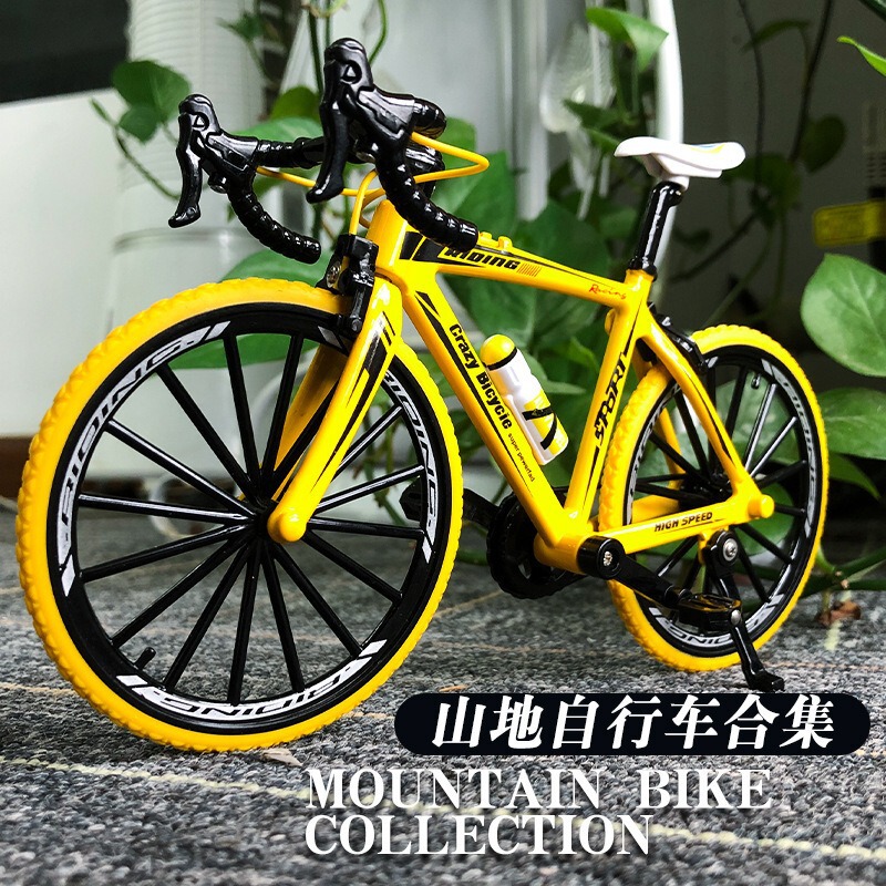 Alloy mountain bike double road racing 1:8 simulation car model mini children's toy ornaments cross-border wholesale