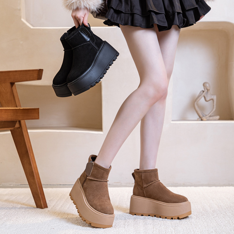 Fashionable winter keep warm low solid color universal low boots…