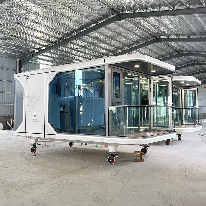 8,5 m largo acantilado espacio cápsula toda casa inteligente carbón campamento móvil tipo habitación micro alojamiento planetario B & B