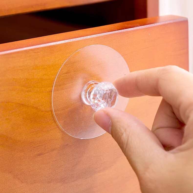 Round Punch-Free Suction Cup Wardrobe Adhesive Handle Self-Adhesive Sliding Door Cabinet Traceless Drawer Handle Glass Sticker