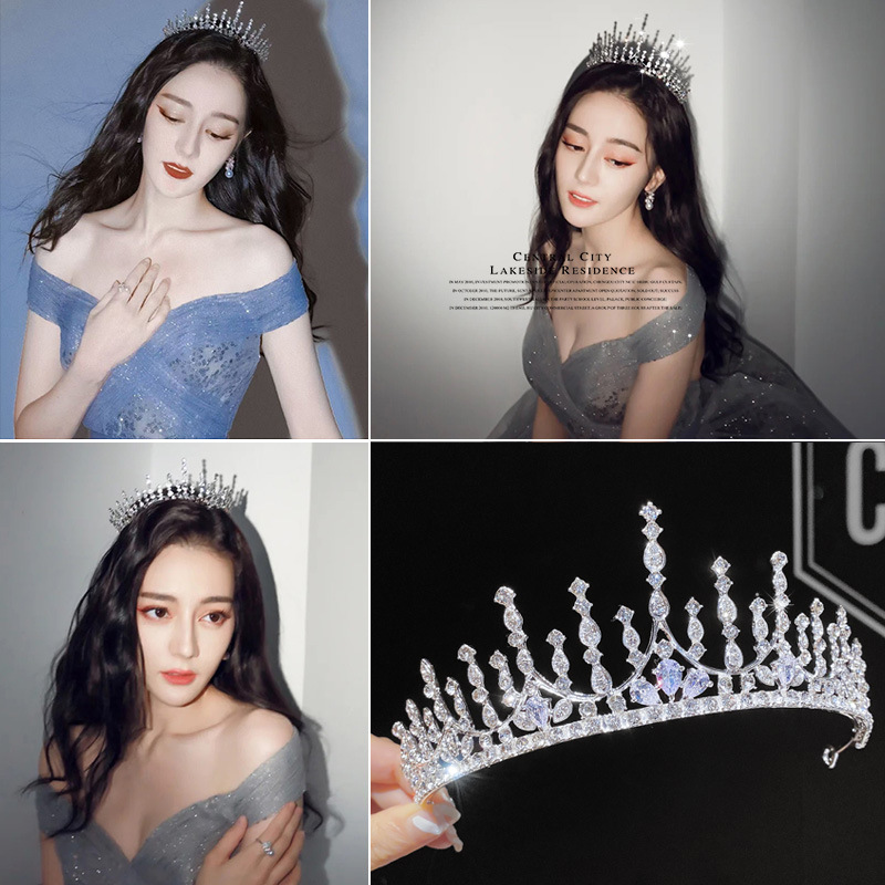 Dilraba Dilmurat Celebrity-Style Crown Tiara Princess Birthday Hairband Bridal Gown High-End Evening Hair Crown
