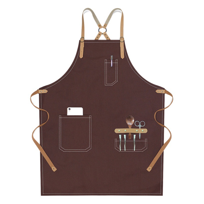 Transfronterizo Amazon lona delantal logo personalizado minimalista de moda restaurante bar barista delantal de trabajo al por mayor