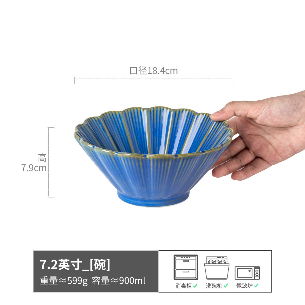 Tazón de plato grande retro y práctico Tazón de fideos de cerámica para el hogar Tazón de cuerno de encaje Vajilla creativa Tazón de ensalada Tazón de sopa