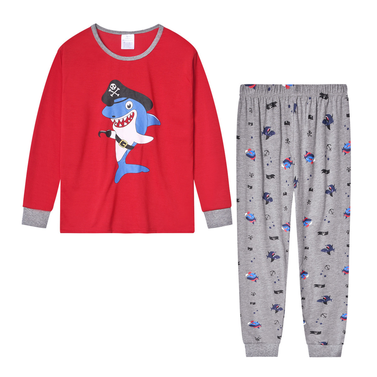 Pijamas para niños de dos piezas de estilo europeo y americano cuello redondo manga larga dibujos animados impreso ropa de aire acondicionado comercio exterior al por mayor ropa para niños grandes