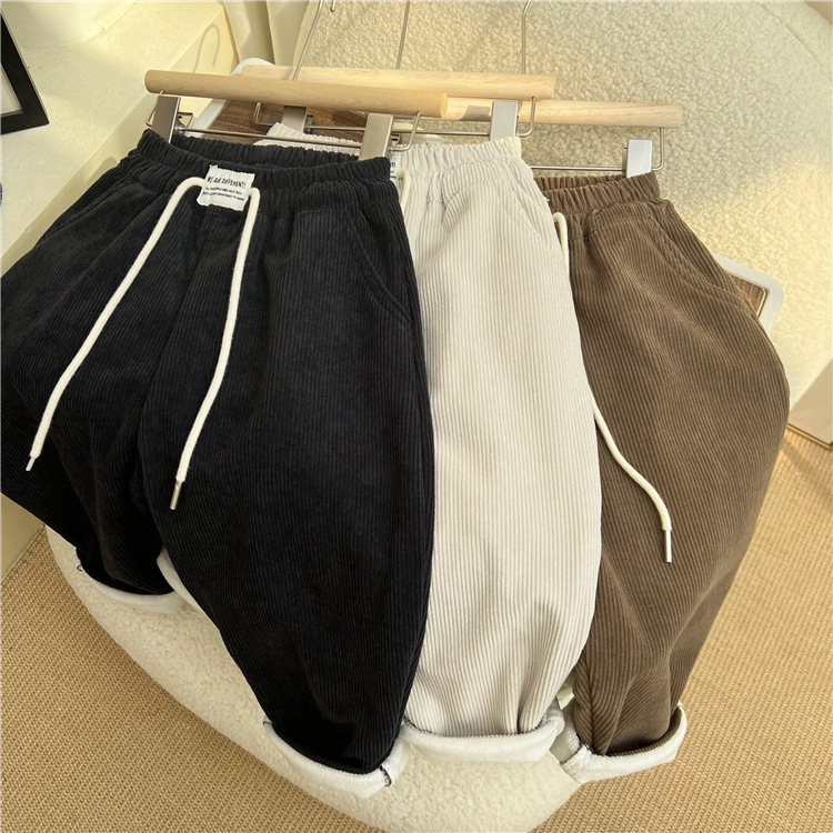 Bambini inverno un pezzo velluto a coste per ragazzi e ragazze coreani tinta unita etichetta lungo con velluto a righe dritto_voghion.com