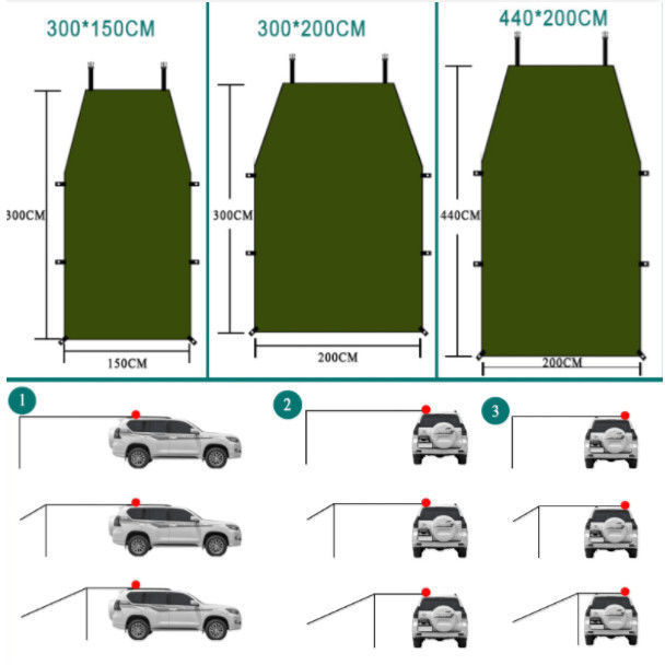 Car Side Awning Rainproof Off-Road Vehicle Car Side Tent Side Canopy Outdoor Off-Road Vehicle Self-Driving Car Equipment