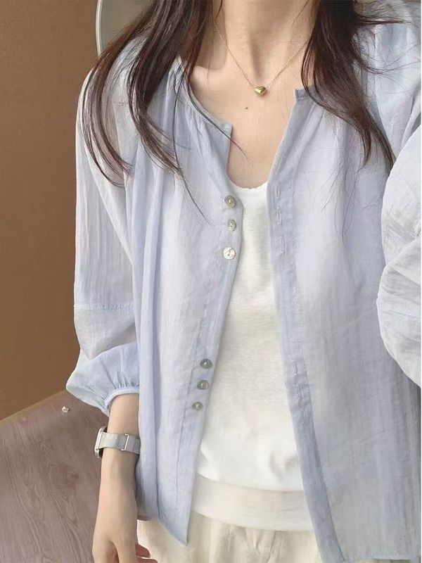 高质量多巴胺防晒衬衫女夏薄款设计感休闲宽松外套慵懒风跨境批发|undefined
