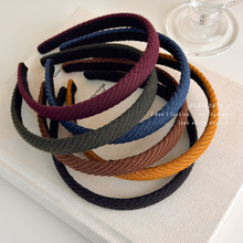 韩系彩色毛线斜条纹细发箍气质百搭压发发卡网红新款洗脸头箍发饰