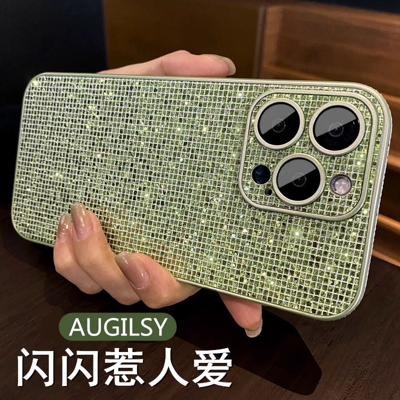 适用iphone16ProMax闪钻侧边贴钻PC手机壳自带镜头膜苹果15保护套|undefined