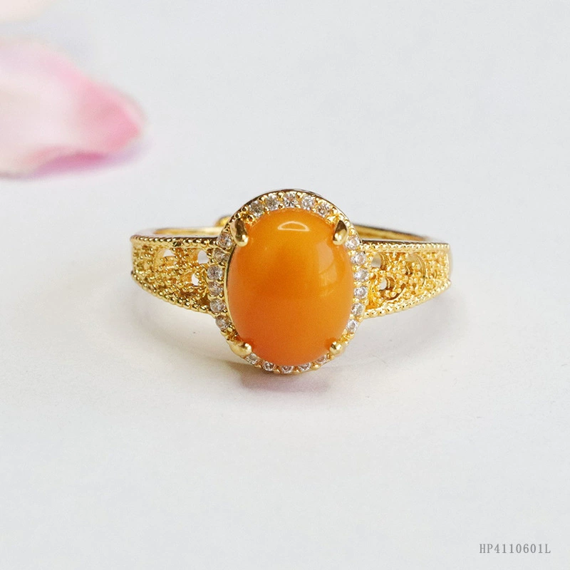 Yiyu Балтийский янтарное кольцо старый материал пчелиный воск кольцо ювелирных изделий в прямом эфире оптом HP4110601L