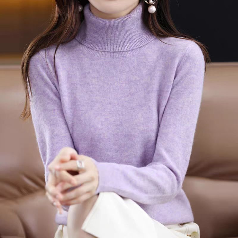 羊绒毛衣女高领打底衫25秋冬新款修身针织衫内搭纯色加厚宽松上衣|undefined