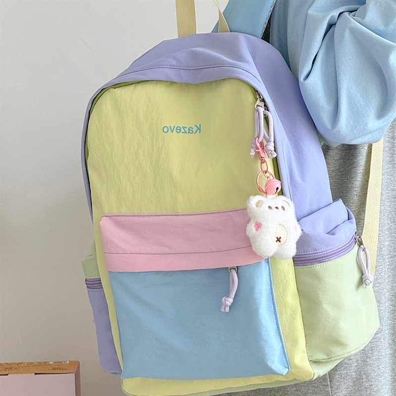 Dopamine Color-Blocked Backpack for Female Students, High-Looking Campus Backpack, Lightweight, Large-Capacity, Casual Travel School Bag Dopamine Color-Blocked Backpack for Female Students, High-Looking Campus Backpack, Lightweight, Large-Capacity, Casual Travel School Bag