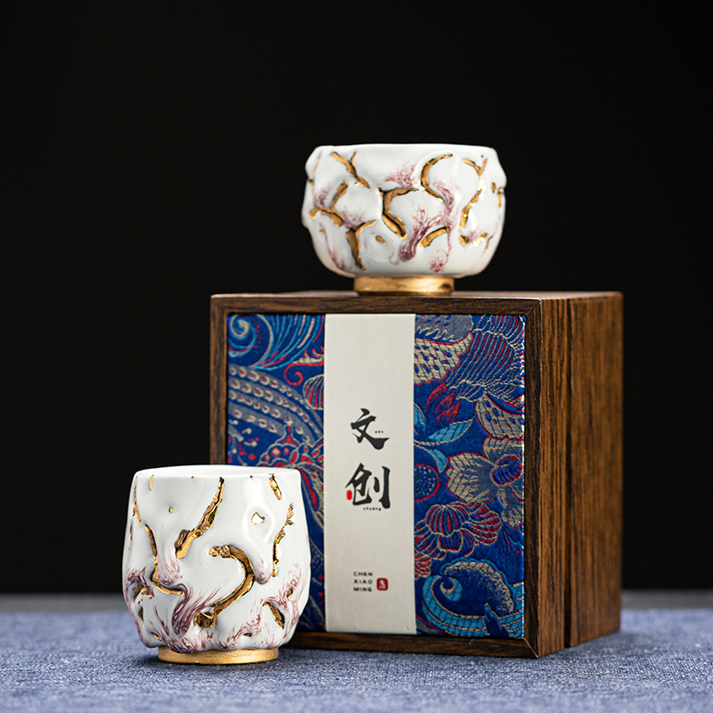 粗陶创意主人杯单杯功夫茶具茶盏陶瓷中式品茗杯茶杯个人专用