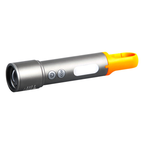 Cross-border new product LED flashlight white spotlight Type-C rechargeable aluminum alloy telescopic zoom mini flashlight