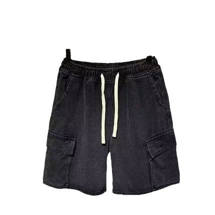 Ropa de trabajo de estilo japonés funcional elástico cintura Denim shorts hombres quinto pantalones 2022 verano nuevo casual pantalones sueltos