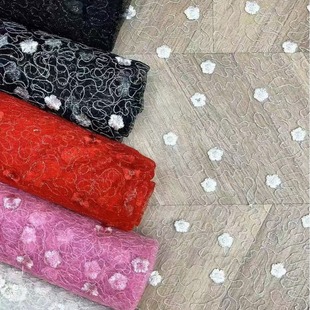 Diamond Mesh Polyester Silk Lace Embroidered Fabric Fashion Little Plum Blossom Wedding Dress dress Embroidered Fabric