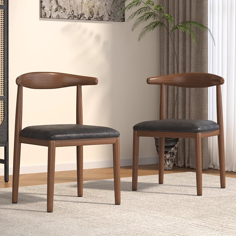 Horn Chair Restaurant Backrest Chair with Soft Padding, Thickened for Home Use, Simple Stool, Leisure Commercial Office Chair, Study Chair