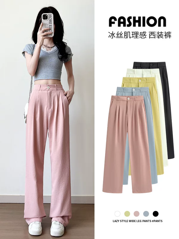Костюм, фиолетовые шелковые брюки для отдыха, oversize