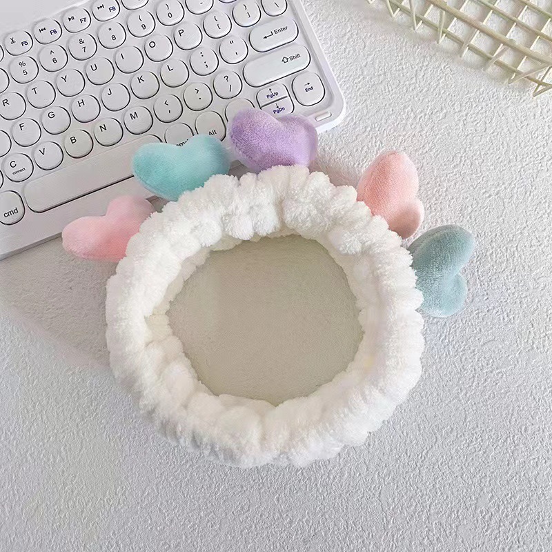 Cuidado estereoscópico adornos de pelo rojo net lavado facial especial banda de pelo máscara de maquillaje banda de pelo lavado toalla de peluche