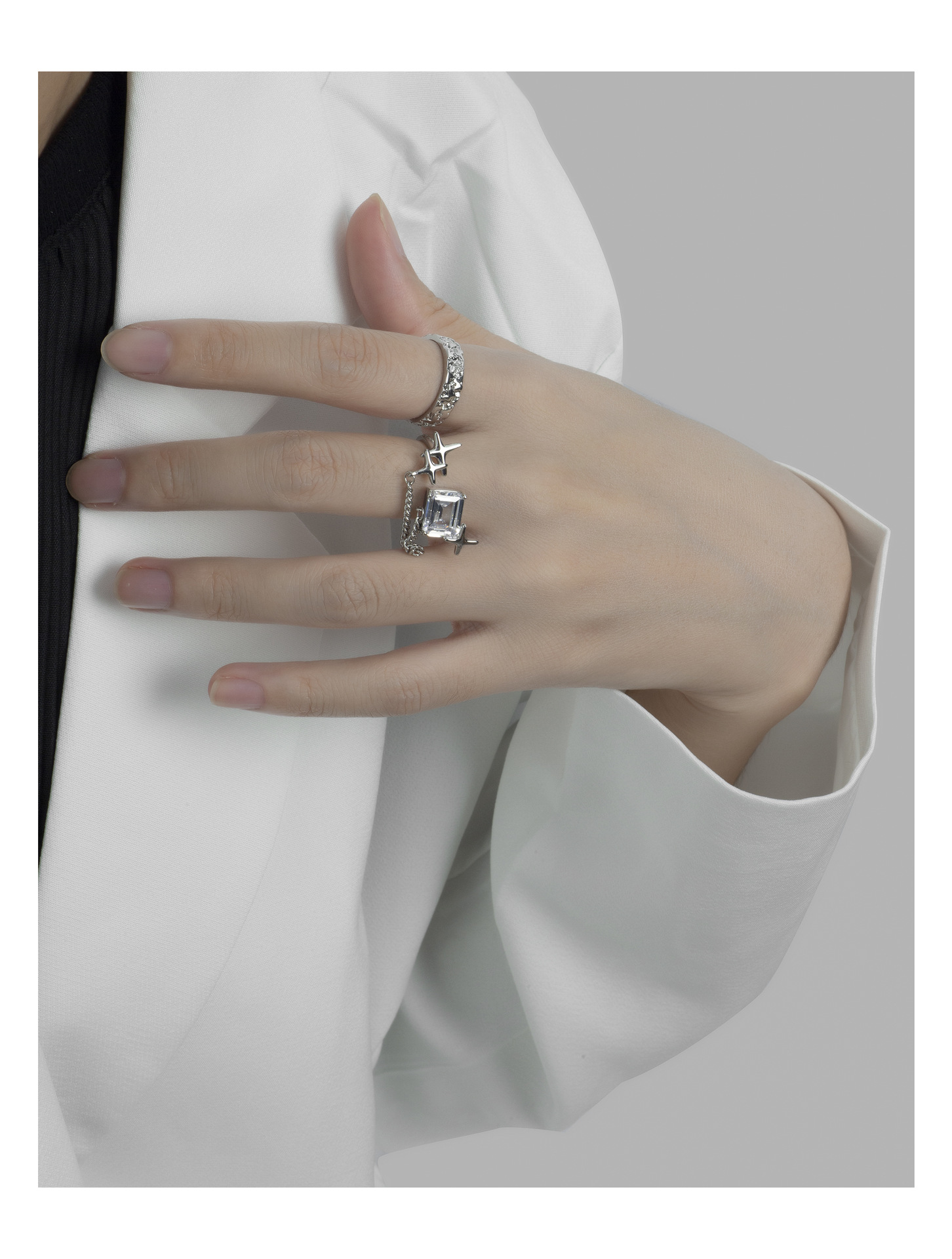 Fashion Geometric Copper Plating Zircon Open Ring