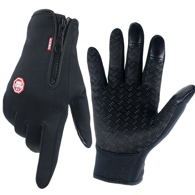 Guantes de pantalla táctil invierno cálido hombres y mujeres que montan deportes al aire libre antideslizante nieve escalada cremallera motocicleta guantes de lana