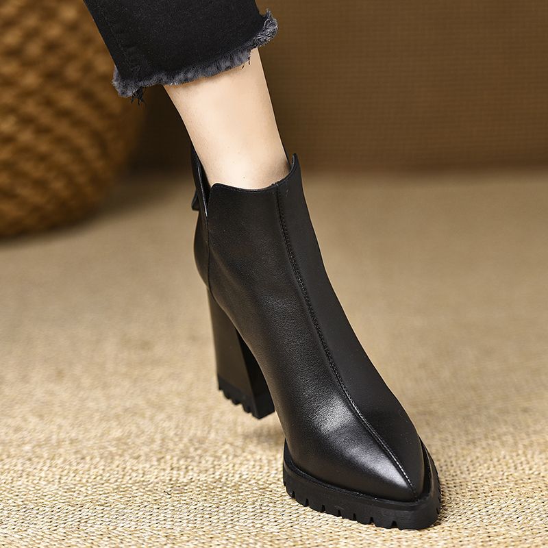 Vintage Style Leather Over The Knee Boots Platform Chunky Sole_voghion.com