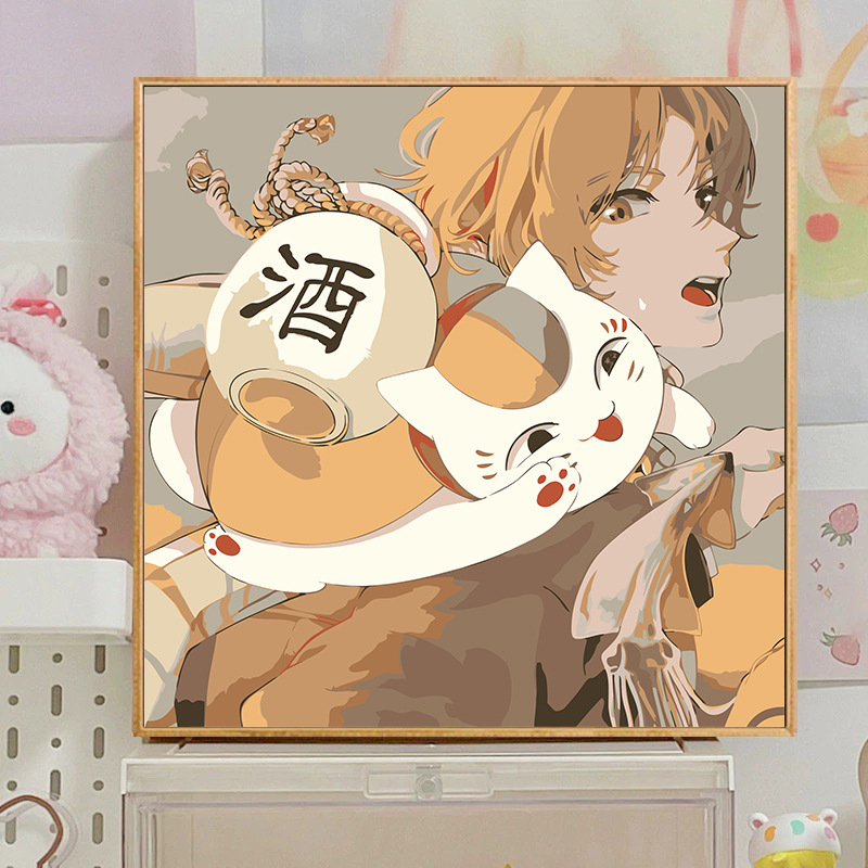 Natsume's Book of Friends DIY Digital Oil Painting Japanese Anime Series Bungou Stray Dogs Simple Coloring Oil Painting Manufacturer Wholesale