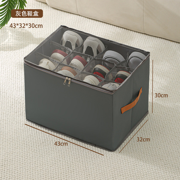 Cross-Border Shoe Box with Lid, Household Oxford Cloth Compartment, Trendy Shoe Storage Box, Wardrobe, Foldable Dust-Proof Shoe Storage Box