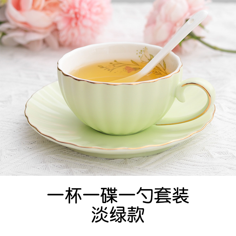 Taza de café de calabaza de cerámica estilo europeo luz lujo ins Garland negro taza de té Oficina en el hogar simple traje de té de la tarde