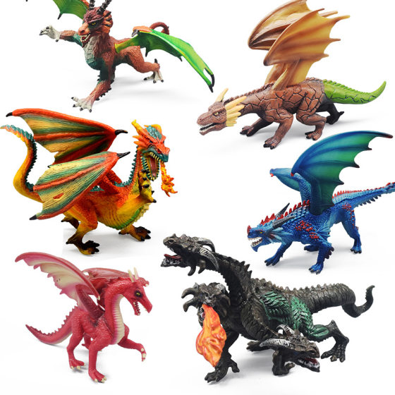 Cross-border solid magic dragon dragon model toy simulation Warcraft steel dragon fire dragon children's toy night market stall