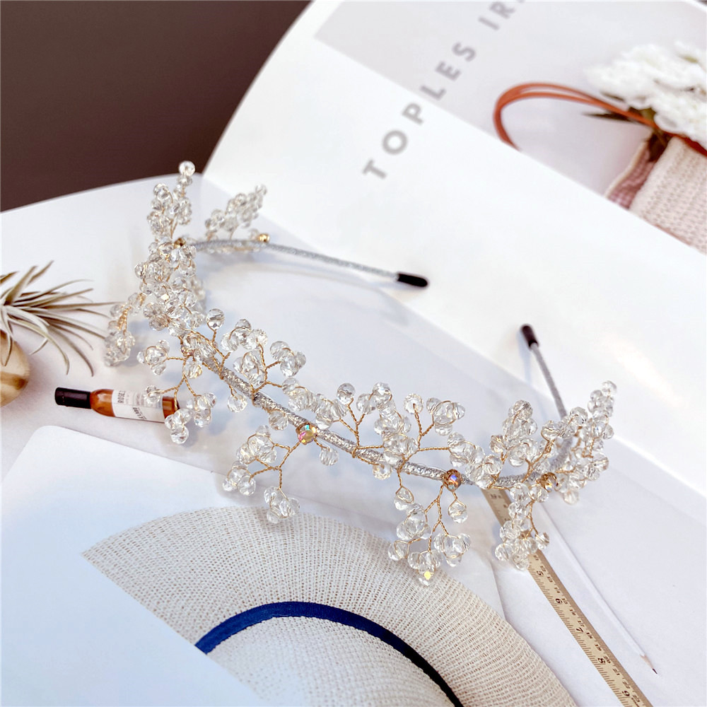 Korean Style Snowflake Imitation Crystal Diamond Gold Wire Headband display picture 10