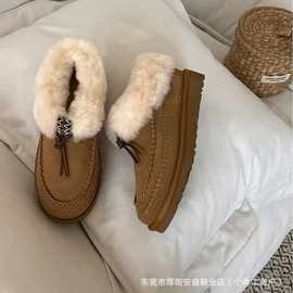 桑坡高筒阿尔派厚底羊毛一体雪地靴高帮毛毛民族风厚底阿尔派靴