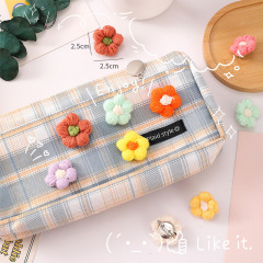 小紅花胸針女可愛日系針織毛線花朵別針衣服包包毛衣裝飾胸花批發